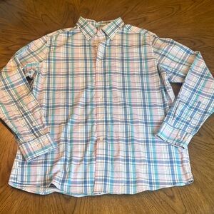Southern Tide Pink and Blue Plaid Shirt